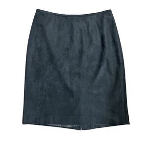 Calvin Klein Deep Charcoal Gray Suede Lined Midi Pencil Skirt (Size: 8)